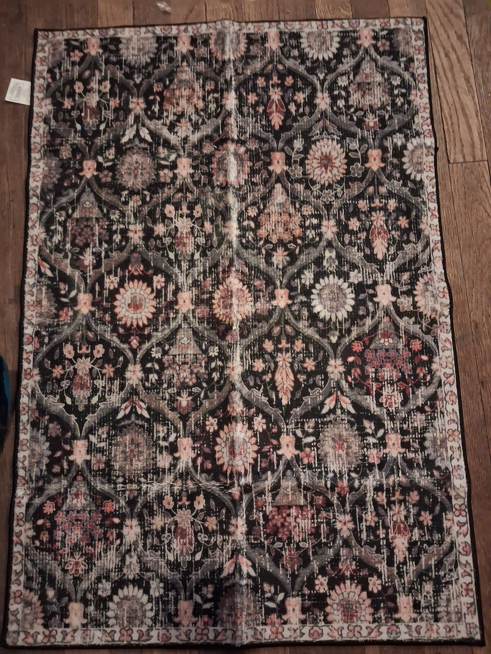 Multicolor Washable Area Rug - Floral Pattern - Picture 2 of 2